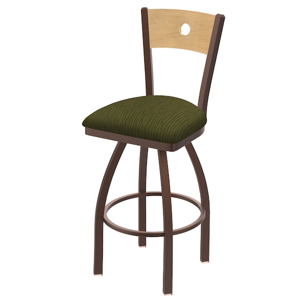 25" Swivel Counter Stool, Bronze Finish, Nat Back, Graph Parrot Seat
